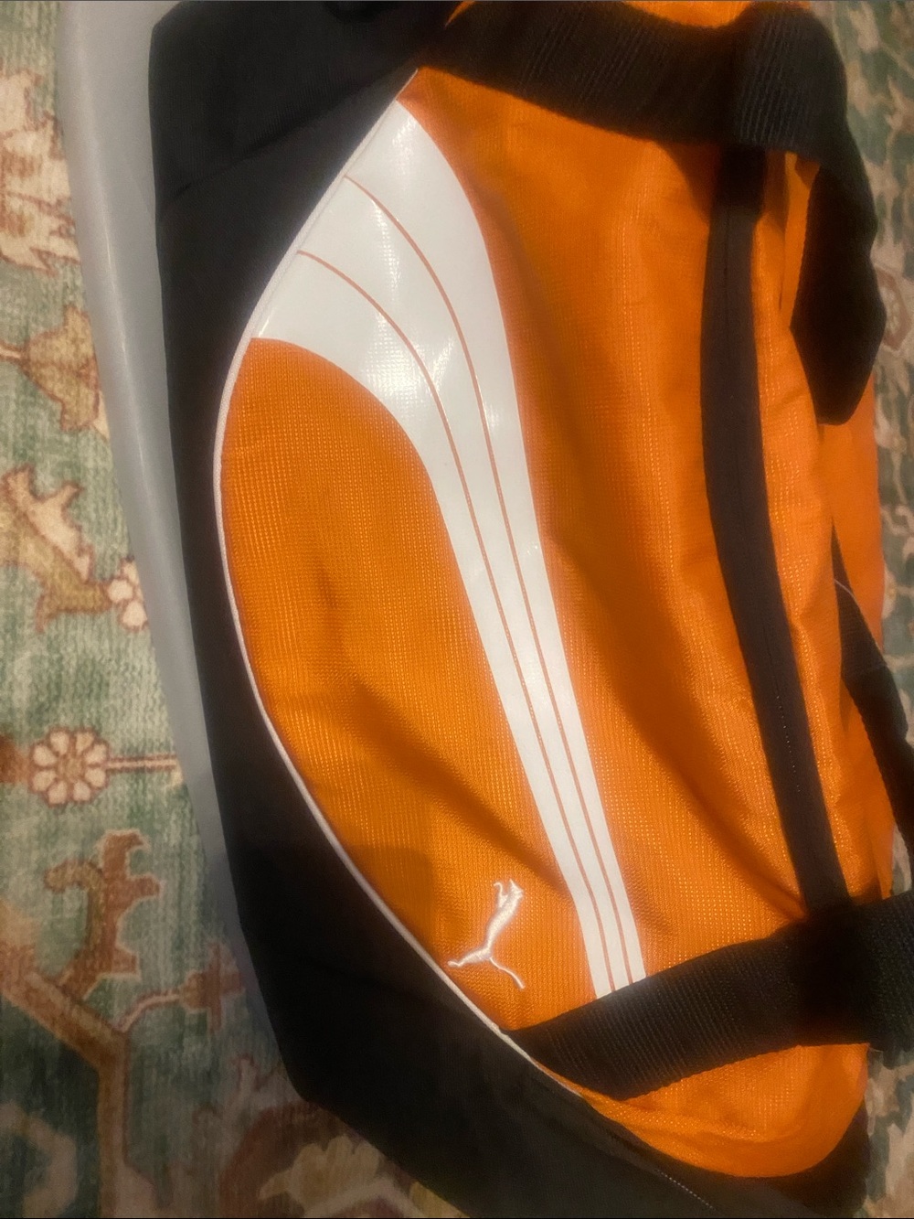 Puma Orange and Black Sports Duffel with White Accents🦋
